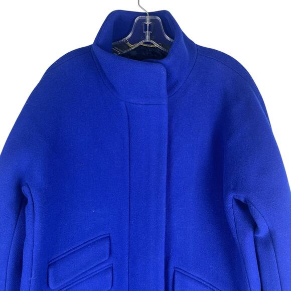 J. Crew New Cocoon Coat in Italian Stadium Cloth Wool Blue Size 14 - Picture 4 of 10